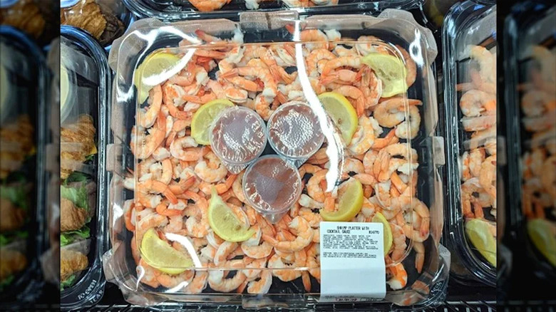 Costco Shrimp Party Platter with lemon wedges and cocktail sauce