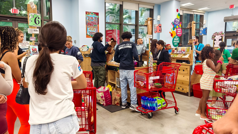 A very busy Trader Joe's store.