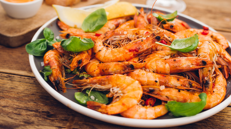 Platter of grilled shrimp