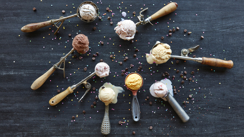 ice cream scoops on table