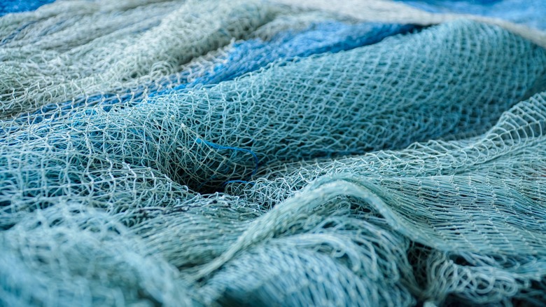 a variety of blue fishing nets