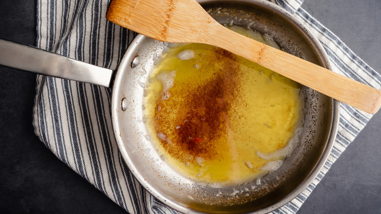 Browned butter in skillet