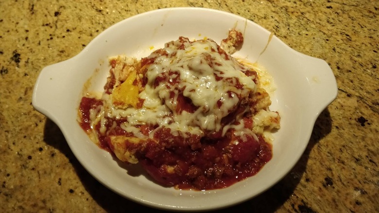 Olive Garden lasagna lunch portion