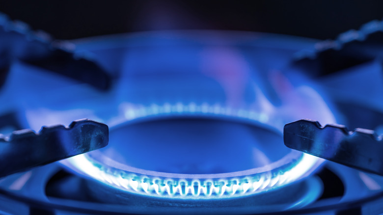 Blue flame on gas stove