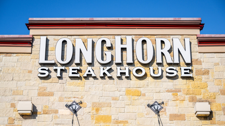 The Longhorn Steakhouse restaurant sign front and center