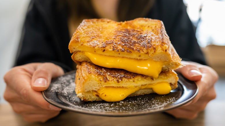 grilled cheese sandwich with dripping cheese