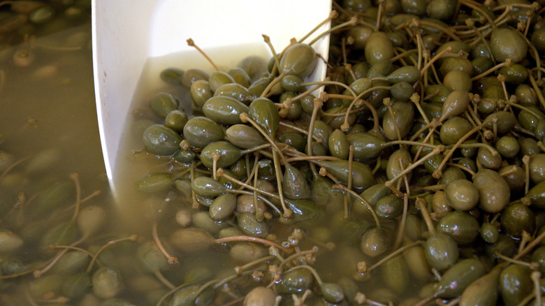 capers and olives in a brine