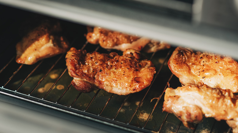 Chicken thighs in an oven