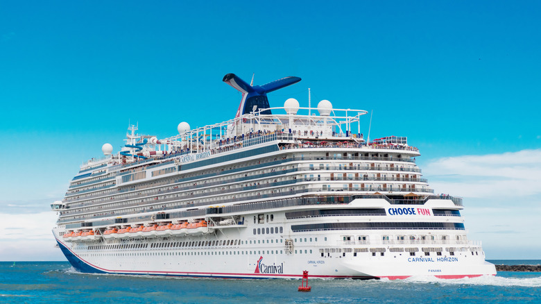 A Carnival cruise ship on the sea