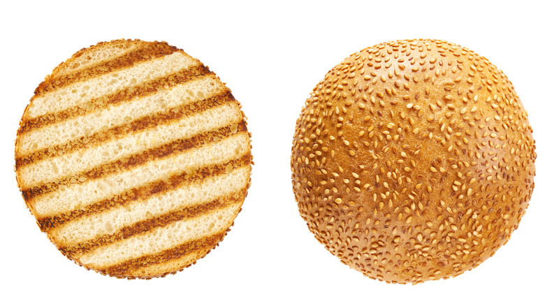 Toasted sesame seed hamburger bun