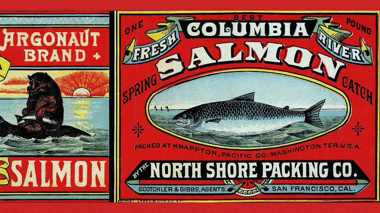 vintage canned salmon label from northwest US