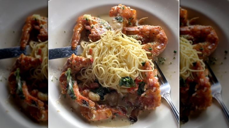 Cheesecake Factory shrimp scampi with angel hair pasta