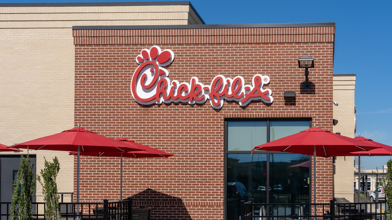 View of the front of a Chick-fil-A restaurant