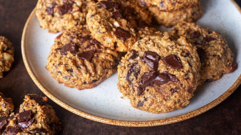 chocolate chunk cookies on plate