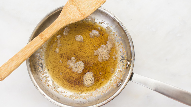 butter browning in pan