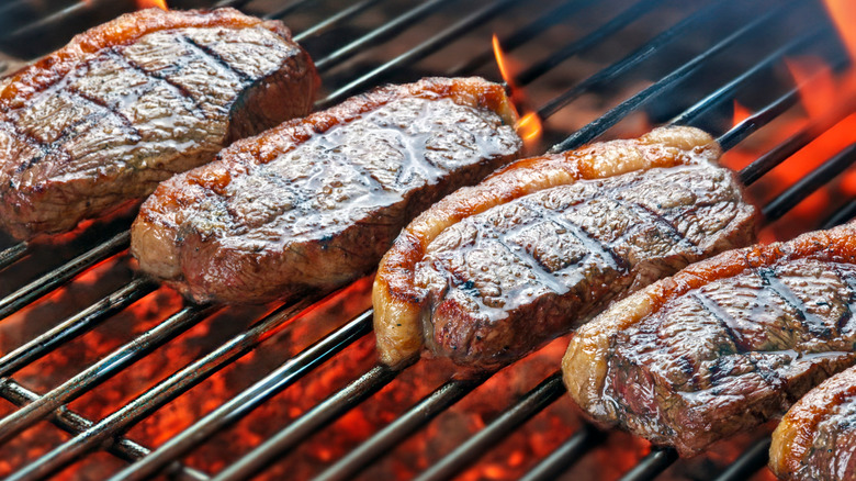 steaks on the grill