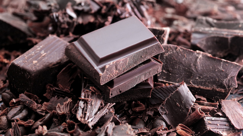 Pieces of dark chocolate