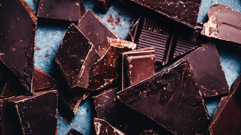 Dark chocolate on a kitchen counter