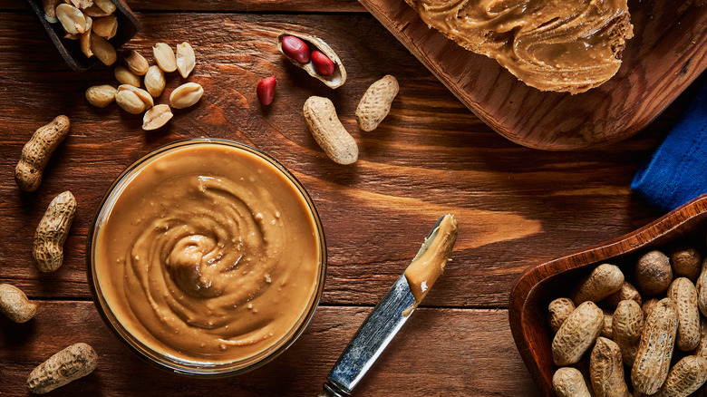 homemade peanut butter on table