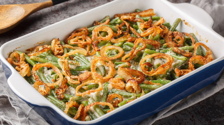 green bean casserole in dish