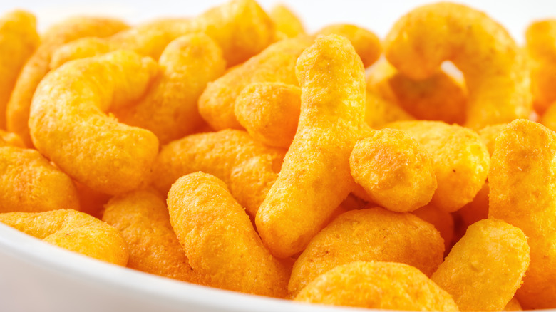 Close-up photo of a bowl of Cheetos puffs