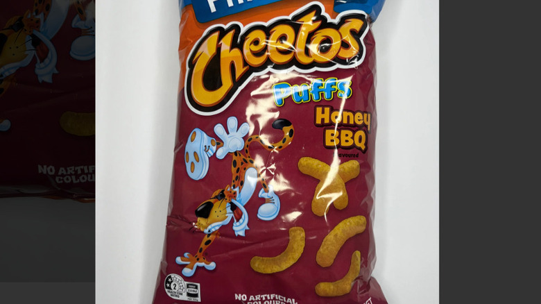 Bag of honey BBQ Cheetos puffs