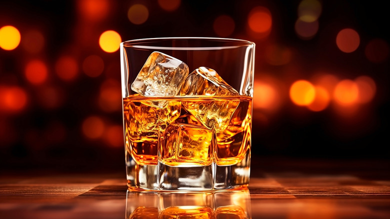 Whiskey in a glass with ice