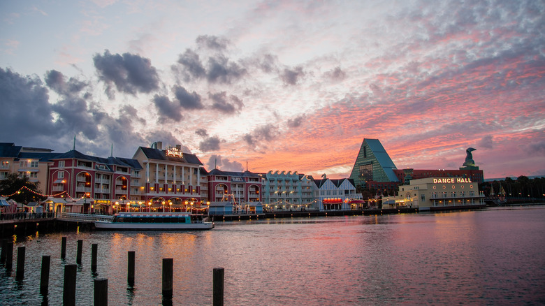 Disney boardwalk during the evening