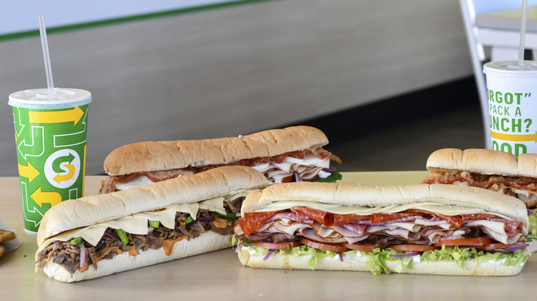 Subway sandwiches with hinge cut