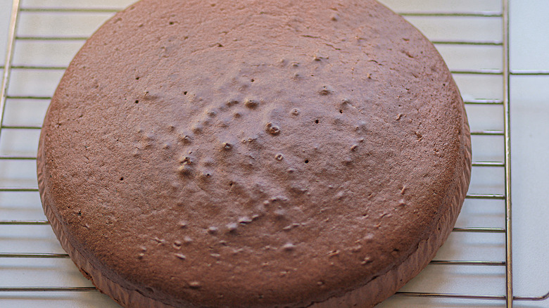 A cake on a cooling rack