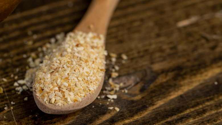 Spoon with dehydrated garlic