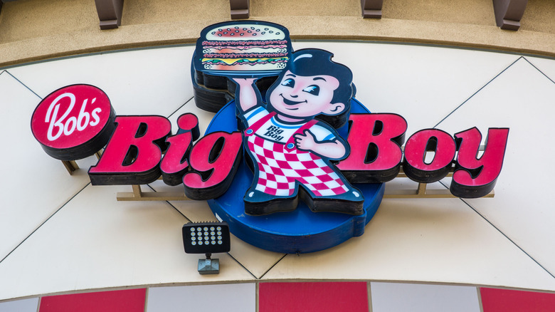 A storefront sign outside a Bob's Big Boy burger restaurant