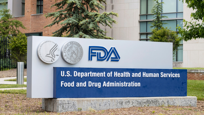 Food and Drug Administration office sign in an industrial space