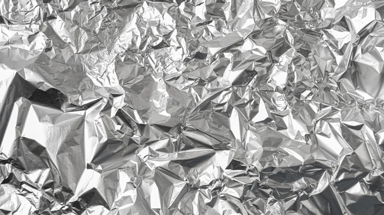 close-up of wrinkled aluminum foil