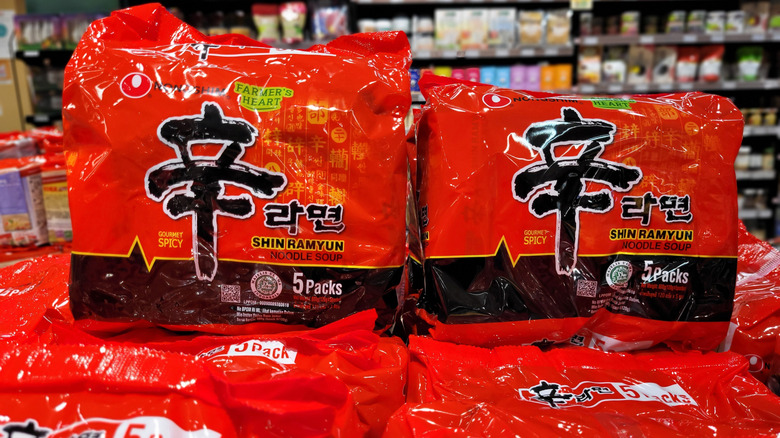 Packages of Shin Ramyun at a grocery store