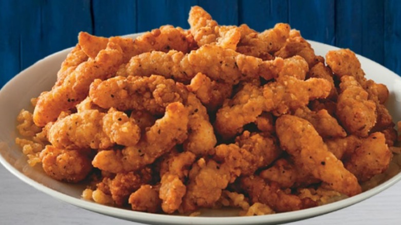 Long John Silver's fried clam strips on a plate