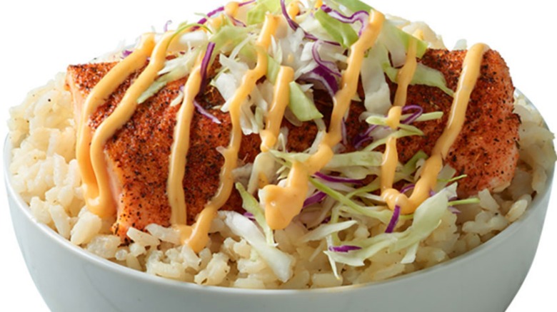 A Long John Silver's grilled salmon rice bowl