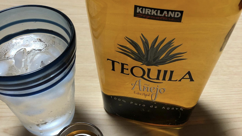 Kirkland Signature tequila with cocktail and shot