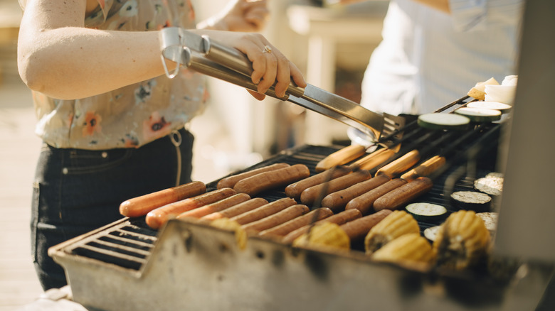 grilling hot dogs