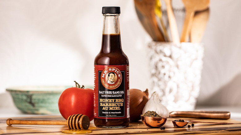 Bottle of Mr. Spice honey barbecue sauce