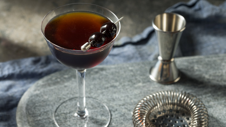 Black Manhattan cocktail