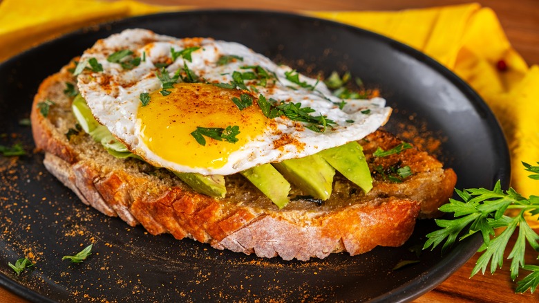 Sunny side up egg on bread