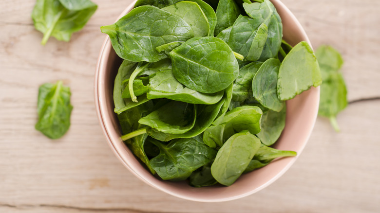 fresh spinach in a bowl