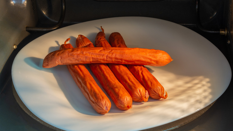 Cooked hot dogs in microwave