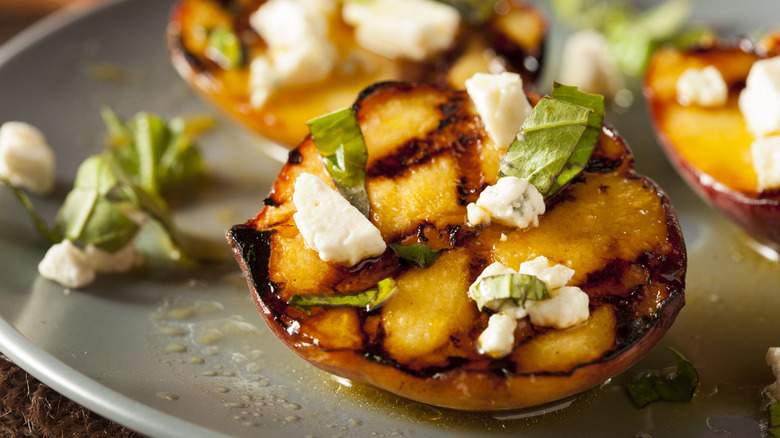 peaches with cheese and herbs