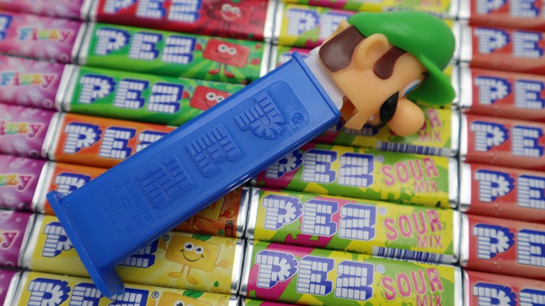 Luigi PEZ dispenser on top of candy