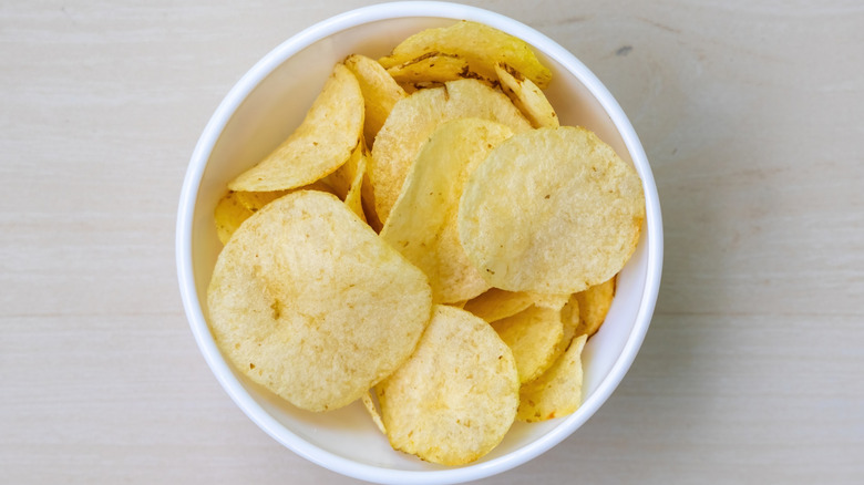 Classic Lay's chips in white bowl