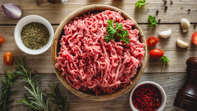 A bowl of ground beef