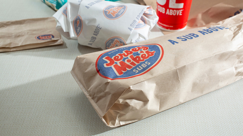 A Jersey Mike's meal sitting on a table.