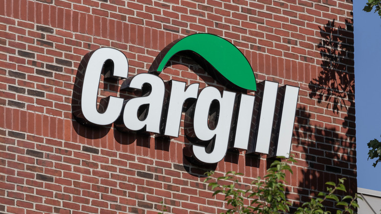 An exterior shot of a Cargill building with the company's logo.